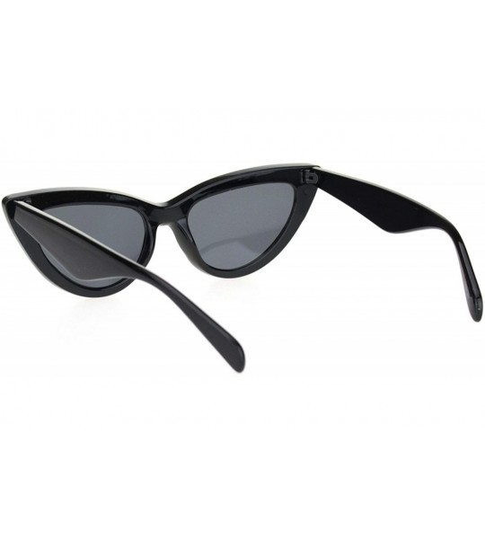 Cat Eye Womens Vintage Retro Beveled Frame Goth Cat Eye Plastic Sunglasses - All Black - C918O9N48MO $19.47