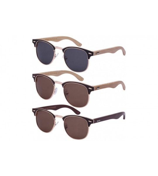 Wayfarer Bamboo Wood Optical Quality P3 Horned Rim Sunglasses w/Polarized Lens 25039BMO-P - Black - CV125UQ44H5 $26.98