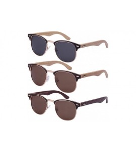 Wayfarer Bamboo Wood Optical Quality P3 Horned Rim Sunglasses w/Polarized Lens 25039BMO-P - Black - CV125UQ44H5 $26.98