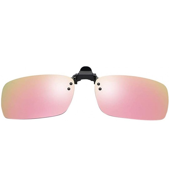Semi-rimless Polarized Clip-on Sunglasses Anti-Glare Driving Glasses for Prescription Glasses Fashion Sun Glasses - Pink - CK...
