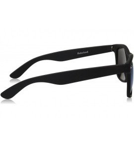 Oversized Matte Black Horn Rimmed Sunglasses - Polarized - Rubberized Black / Blue - C412ECUDJIF $23.77