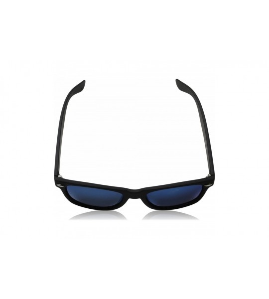 Oversized Matte Black Horn Rimmed Sunglasses - Polarized - Rubberized Black / Blue - C412ECUDJIF $23.77