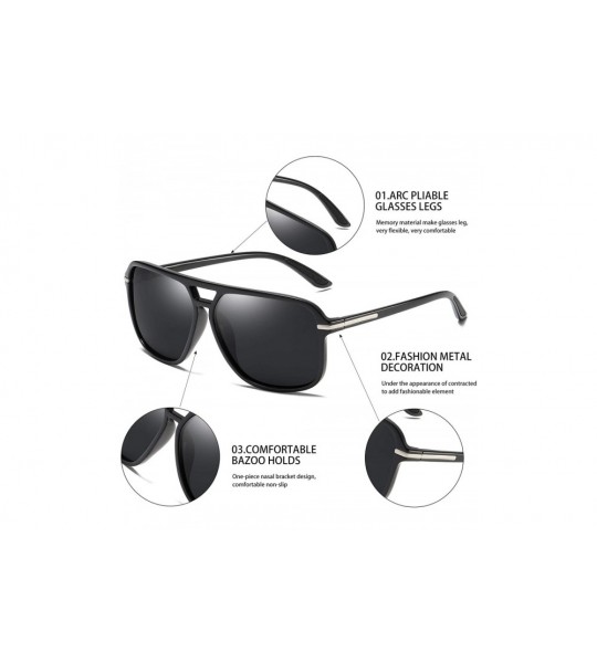 Goggle Polarized Sunglasses for Men Aviator Driving Women Mens Sunglasses Rectangular Vintage Sun Glasses - C518SY0LADQ $30.05