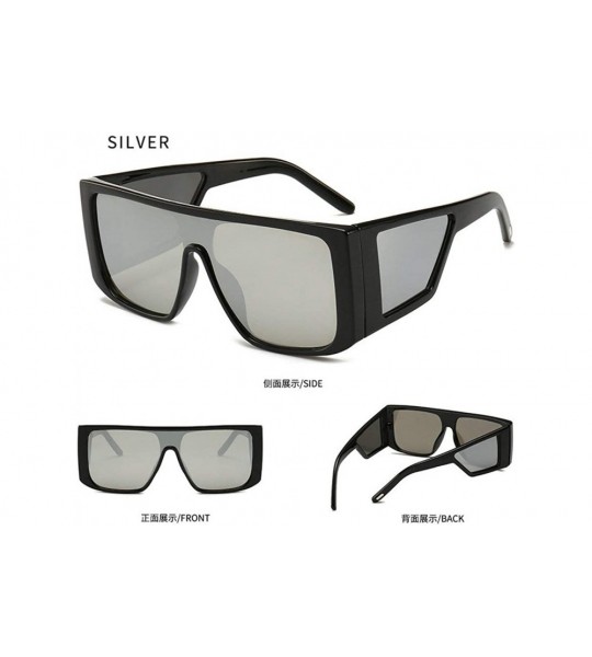 Oversized 2019 New cross-border explosion models retro big box trend street shooting unisex sunglasses - Silver - CL18LA02L2Z...