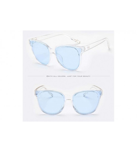 Oval Women Designer Oversized Flat Top Cat Eye Mirrored Sunglasses - F - C418H8096HY $18.93