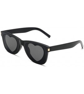Square Trend Fashion Love Heart Sexy Shaped Sunglasses For Women Girls Brand Designer party sunglassesUV400 - Black - C618TAC...