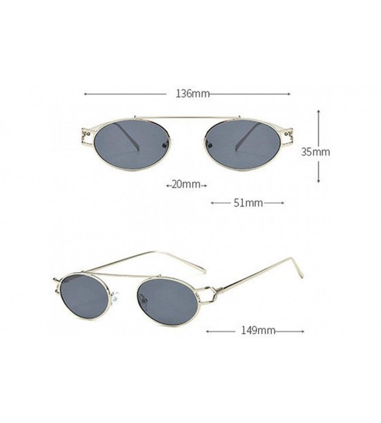 Oval 2019 Fashion Small Oval Metal Frame Chic Clear Candy Color Lens Female Hip Hop Punk Sunglasses - CV18QQSKDD0 $22.42