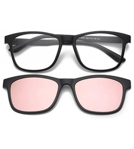 Shield Magnetic Clip on Polarized Sunglasses Opical Glasses Frame Eyeglasses 2 In 1 - Matte Pink - CG187KD2NY7 $27.69