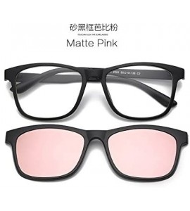 Shield Magnetic Clip on Polarized Sunglasses Opical Glasses Frame Eyeglasses 2 In 1 - Matte Pink - CG187KD2NY7 $27.69