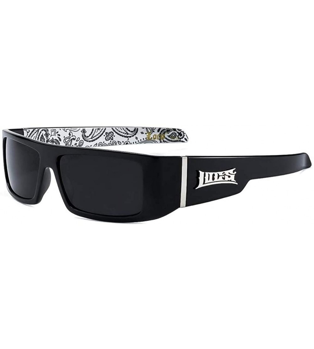 Wrap LOCS Black Harcore 58 Bandana White Inside Sunglasses + Free Micro Fiber Bag - CF116U6P4JH $19.88