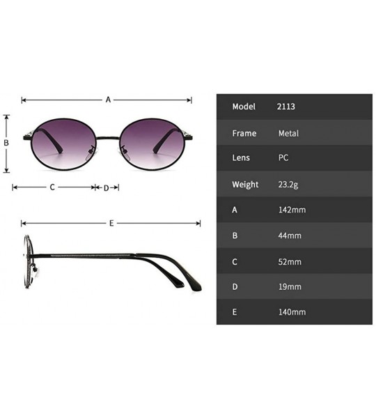 Oval Fashion Retro Men's Punk Oval Metal Frame Designer Ladies Hip Hop Sunglasses - Black Grey - CL1943LNUXN $23.92