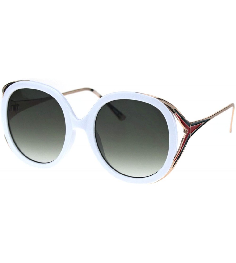 Butterfly Womens Round Fashion Chic Mod Sunglasses - White Green - C318QOMNE65 $22.83