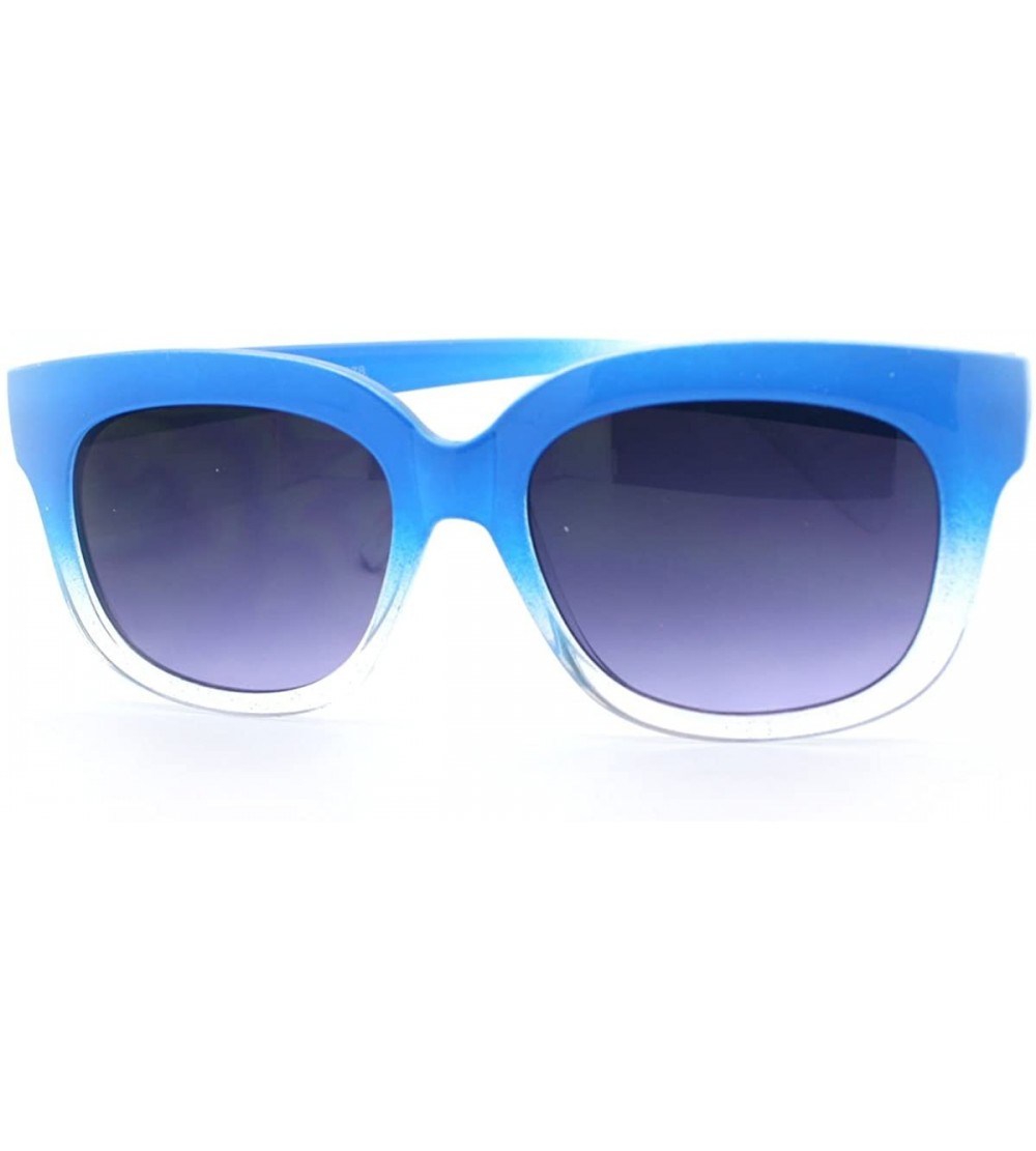 Wayfarer Super Retro Square Sunglasses Womens Thick Horn Rim Fashion Frame 2-Tone - Blue - CQ11CB4O3ZN $17.93