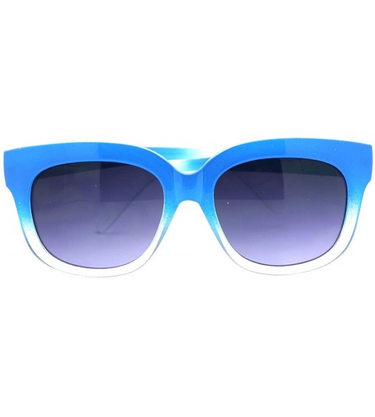 Wayfarer Super Retro Square Sunglasses Womens Thick Horn Rim Fashion Frame 2-Tone - Blue - CQ11CB4O3ZN $17.93