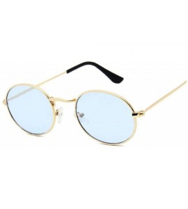Round Retro Round Pink Sunglasses Women Brand Designer Sun Glasses Alloy Mirror Female Oculos De Sol Brown - Goldblue - CU197...
