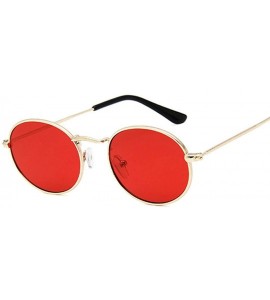 Round Retro Round Pink Sunglasses Women Brand Designer Sun Glasses Alloy Mirror Female Oculos De Sol Brown - Goldblue - CU197...