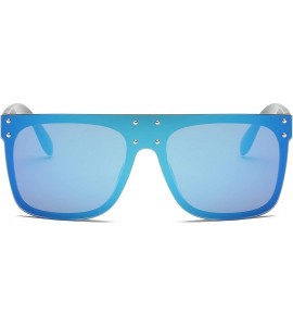 Square Retro Vintage Flat Lens Mirrored Square Oversized Sunglasses - Blue - C518I0ER4X9 $19.04