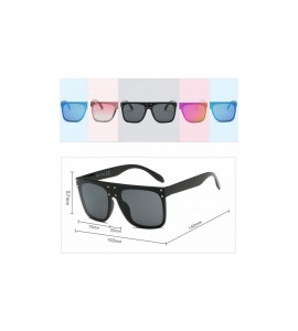 Square Retro Vintage Flat Lens Mirrored Square Oversized Sunglasses - Blue - C518I0ER4X9 $19.04