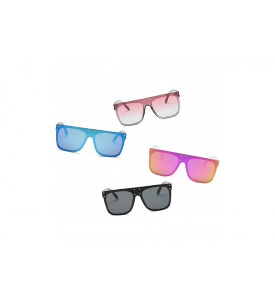 Square Retro Vintage Flat Lens Mirrored Square Oversized Sunglasses - Blue - C518I0ER4X9 $19.04