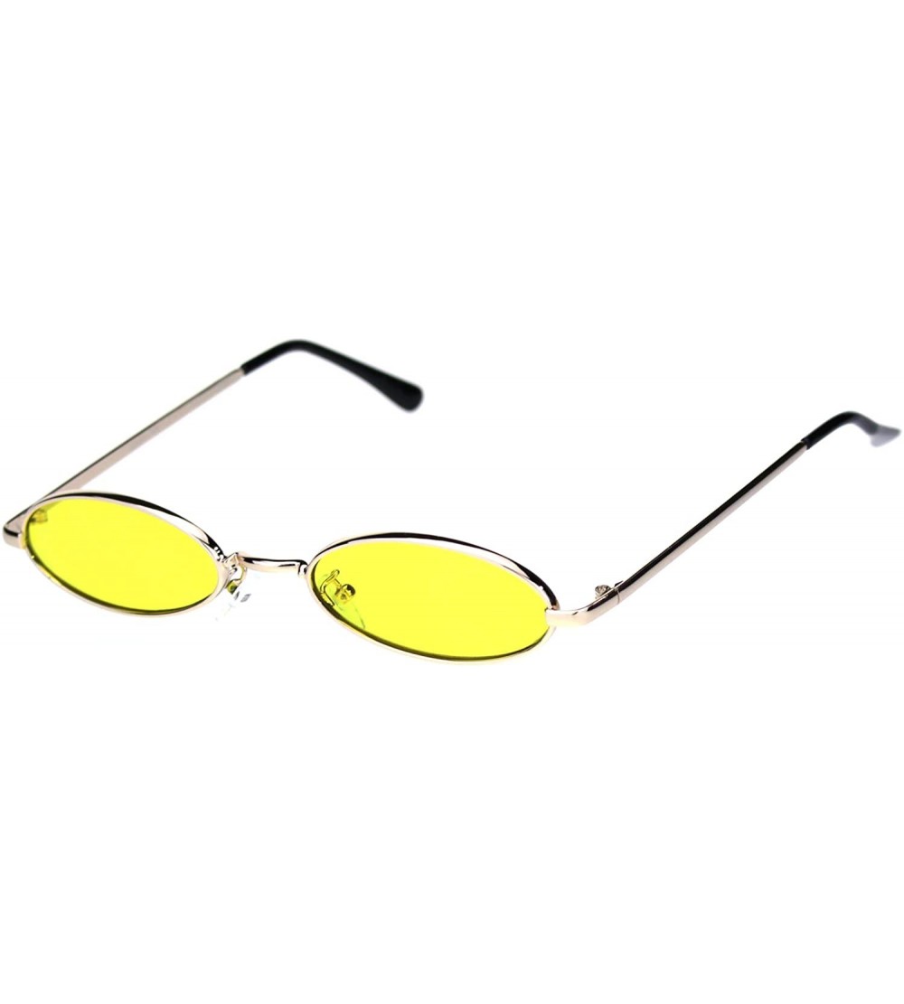 Oval Womens Skinny Oval Sunglasses Thin Narrow Metal Frame Retro UV 400 - Gold (Yellow) - CC18ADDLQZ6 $21.95