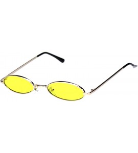 Oval Womens Skinny Oval Sunglasses Thin Narrow Metal Frame Retro UV 400 - Gold (Yellow) - CC18ADDLQZ6 $21.95