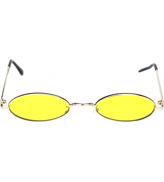 Oval Womens Skinny Oval Sunglasses Thin Narrow Metal Frame Retro UV 400 - Gold (Yellow) - CC18ADDLQZ6 $21.95