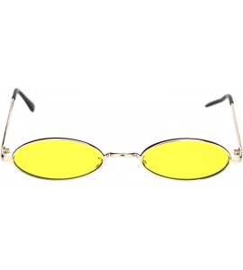 Oval Womens Skinny Oval Sunglasses Thin Narrow Metal Frame Retro UV 400 - Gold (Yellow) - CC18ADDLQZ6 $21.95