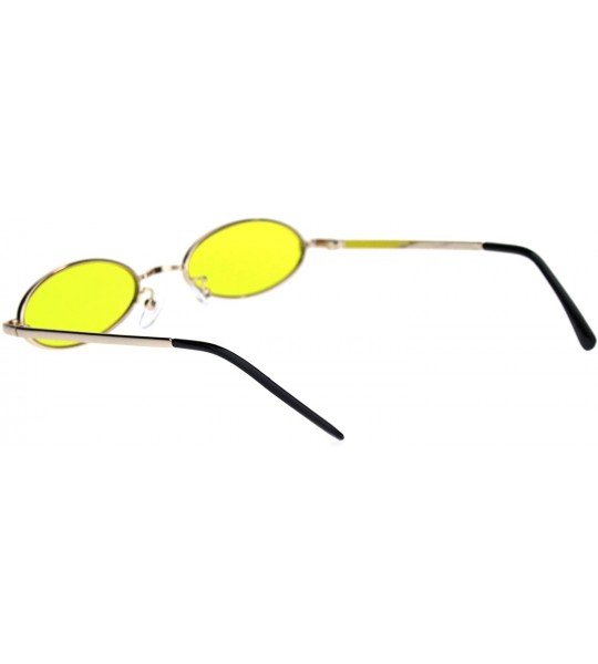 Oval Womens Skinny Oval Sunglasses Thin Narrow Metal Frame Retro UV 400 - Gold (Yellow) - CC18ADDLQZ6 $21.95