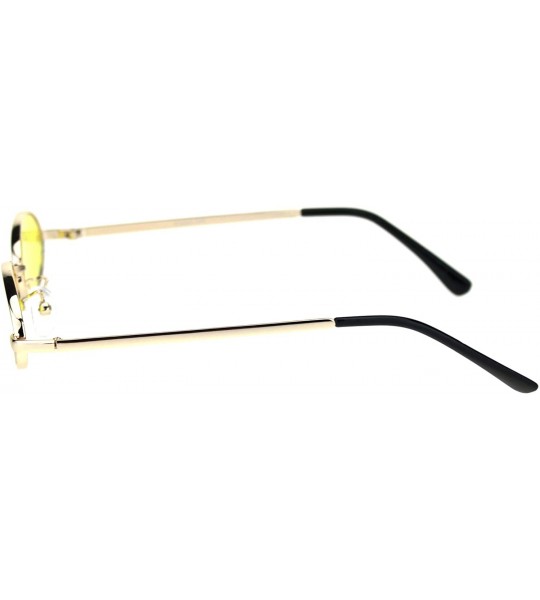 Oval Womens Skinny Oval Sunglasses Thin Narrow Metal Frame Retro UV 400 - Gold (Yellow) - CC18ADDLQZ6 $21.95