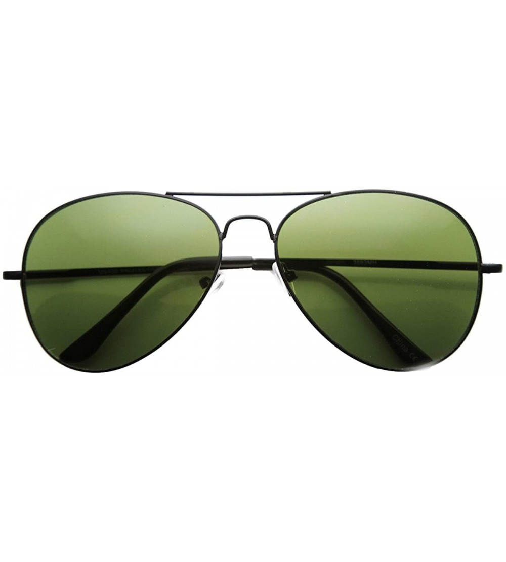 Aviator Medium Tear Drop Classic Lightweight Metal Aviator Sunglasses (56mm) - Black Green - C911YE0BO3V $19.42