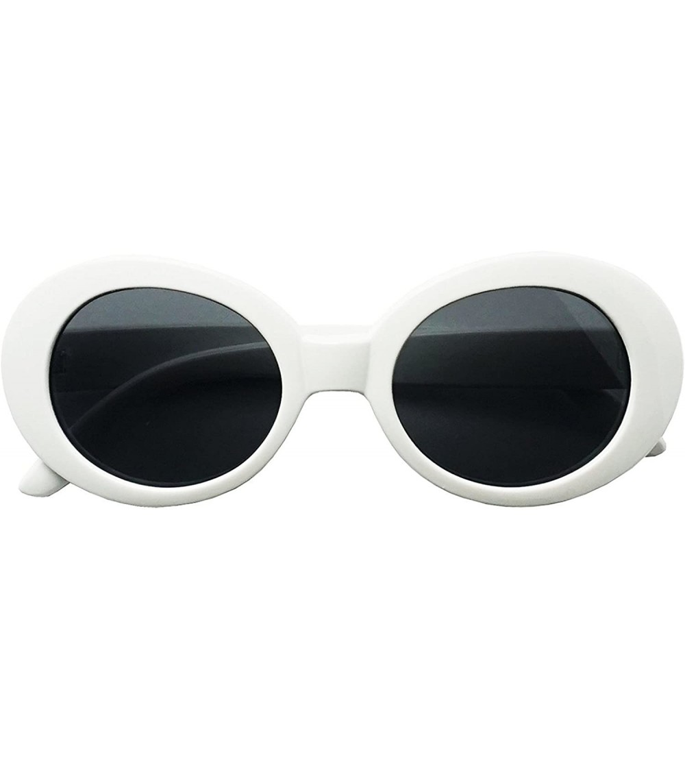 Oval Rock Star Retro Fashion Thick Frame Clout Goggles Round Sunglasses - White - CR182L60Q9S $18.54