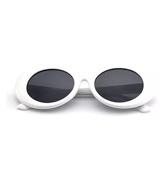 Oval Rock Star Retro Fashion Thick Frame Clout Goggles Round Sunglasses - White - CR182L60Q9S $18.54