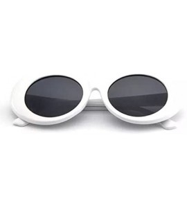 Oval Rock Star Retro Fashion Thick Frame Clout Goggles Round Sunglasses - White - CR182L60Q9S $18.54