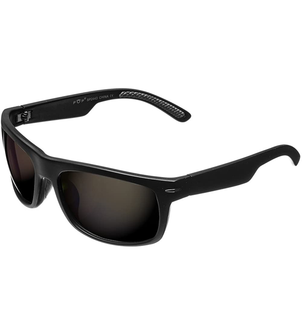 Rectangular Men's Polarized Matte Black Sunglasses for Driving SP2443 - Black-smoke - CX18CRGZG2Q $19.55