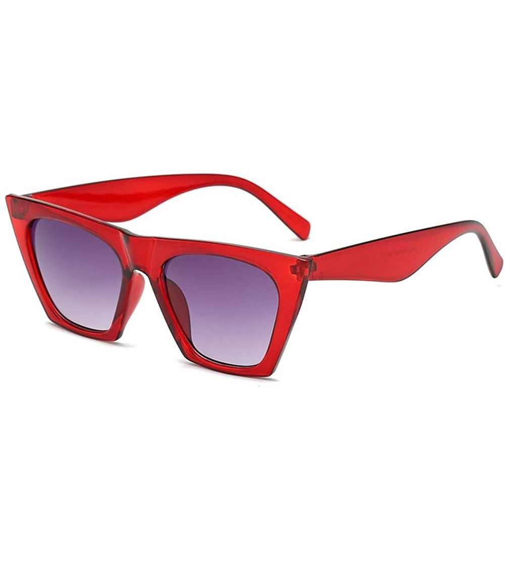 Square Women Vintage Square Sunglasses Oversized Eyewear Retro Summer Sun Shades UV400 Protection - Red - CN199E92K3Z $19.59