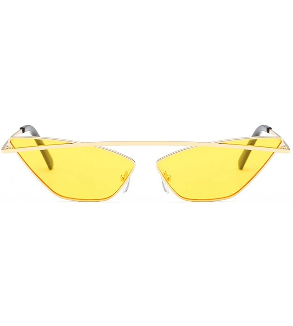 Rectangular Women Fashion Classic Cat Eye Shade Sunglasses Integrated Stripe Vintage Polarized Glasses - Yellow 1 - CD18SWCAW...
