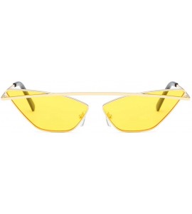 Rectangular Women Fashion Classic Cat Eye Shade Sunglasses Integrated Stripe Vintage Polarized Glasses - Yellow 1 - CD18SWCAW...