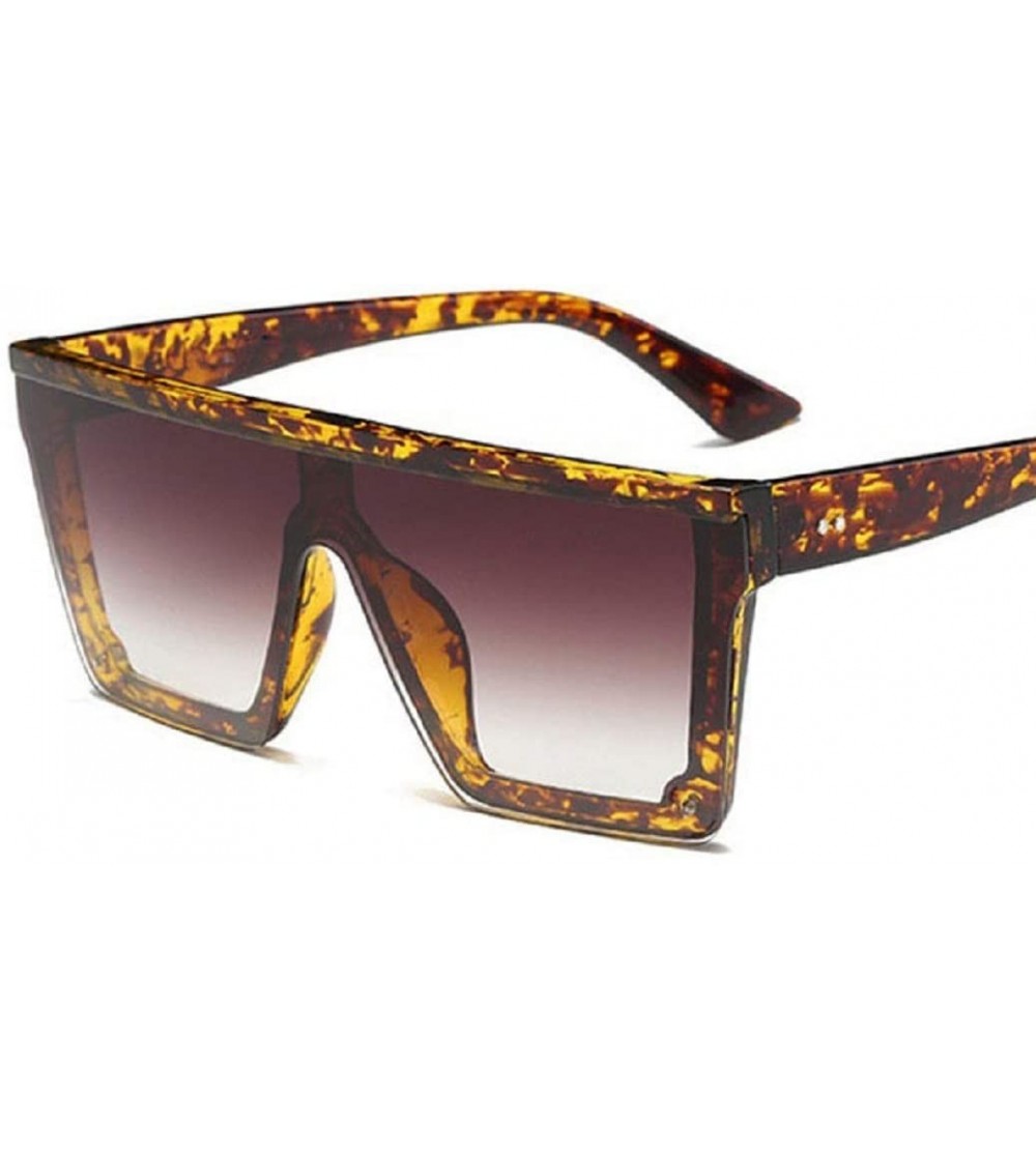 Square Fashion Designer Women Sunglasses Oversized Flat Top Square Frame Retro Mirror Lens - D - CZ18Q8K72DX $18.51