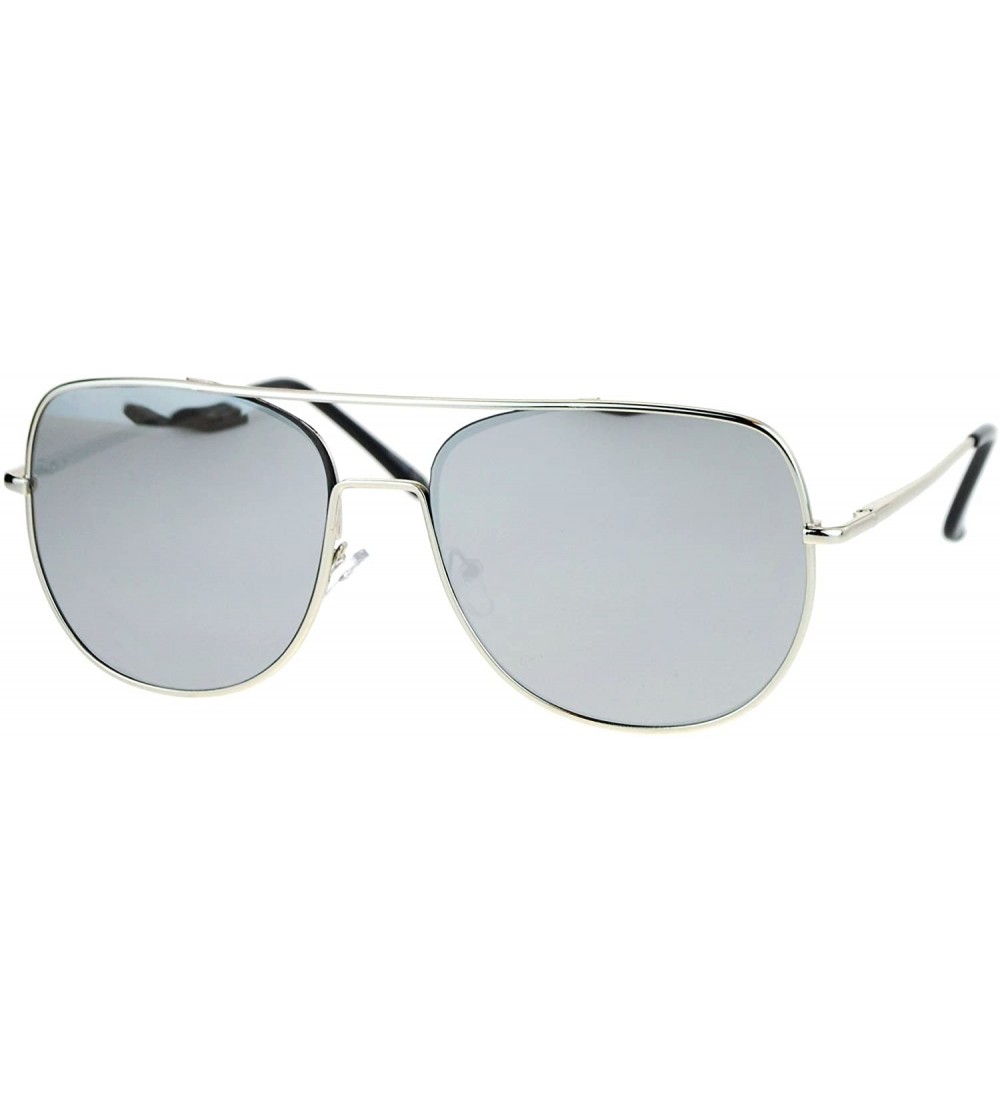 Aviator Flat Top Racer Aviator Sunglasses Unisex Fashion Mirror Lens UV 400 - Silver (Silver Mirror) - CS186NU0SE6 $24.63