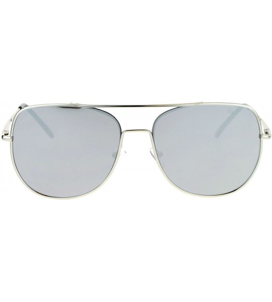 Aviator Flat Top Racer Aviator Sunglasses Unisex Fashion Mirror Lens UV 400 - Silver (Silver Mirror) - CS186NU0SE6 $24.63