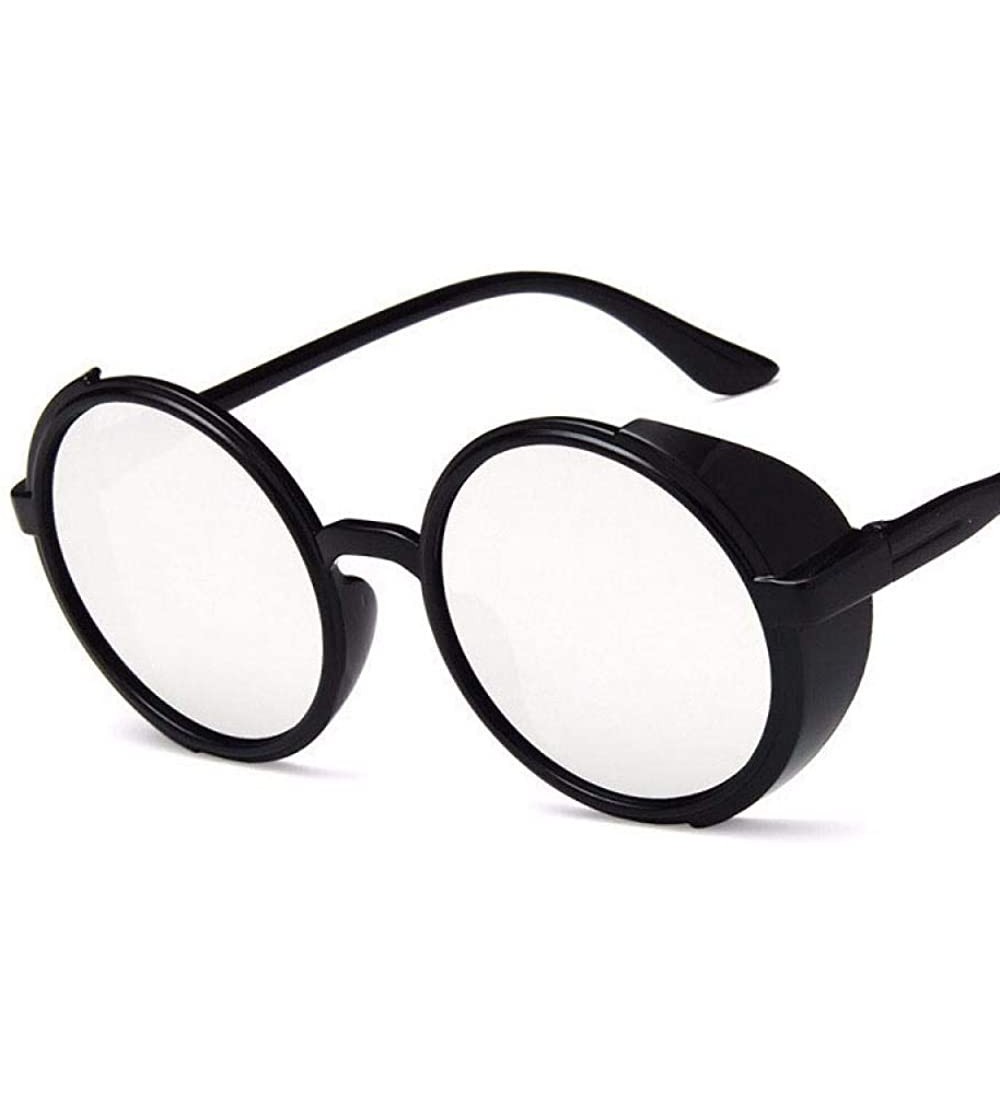 Aviator 2019 Vintage Punk Sunglasses Women Brand Designer Oversized Outdoor Black Blue - White - CE18Y5X9WT6 $18.36
