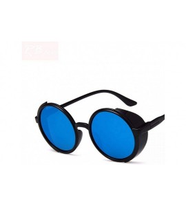 Aviator 2019 Vintage Punk Sunglasses Women Brand Designer Oversized Outdoor Black Blue - White - CE18Y5X9WT6 $18.36