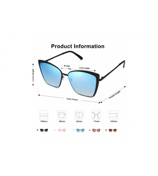 Aviator Cateye Sunglasses for Women Fashion Mirrored Lens Metal Frame SJ1086 - CR18CY6L94L $25.60