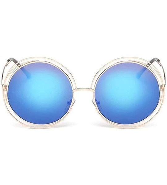 Oversized The Classic Retro over Oversized Round Circle Stainless Steel Frame Mirror Sunglasses for Women Ladies - C0193Q54IA...