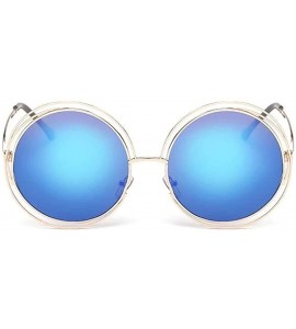 Oversized The Classic Retro over Oversized Round Circle Stainless Steel Frame Mirror Sunglasses for Women Ladies - C0193Q54IA...