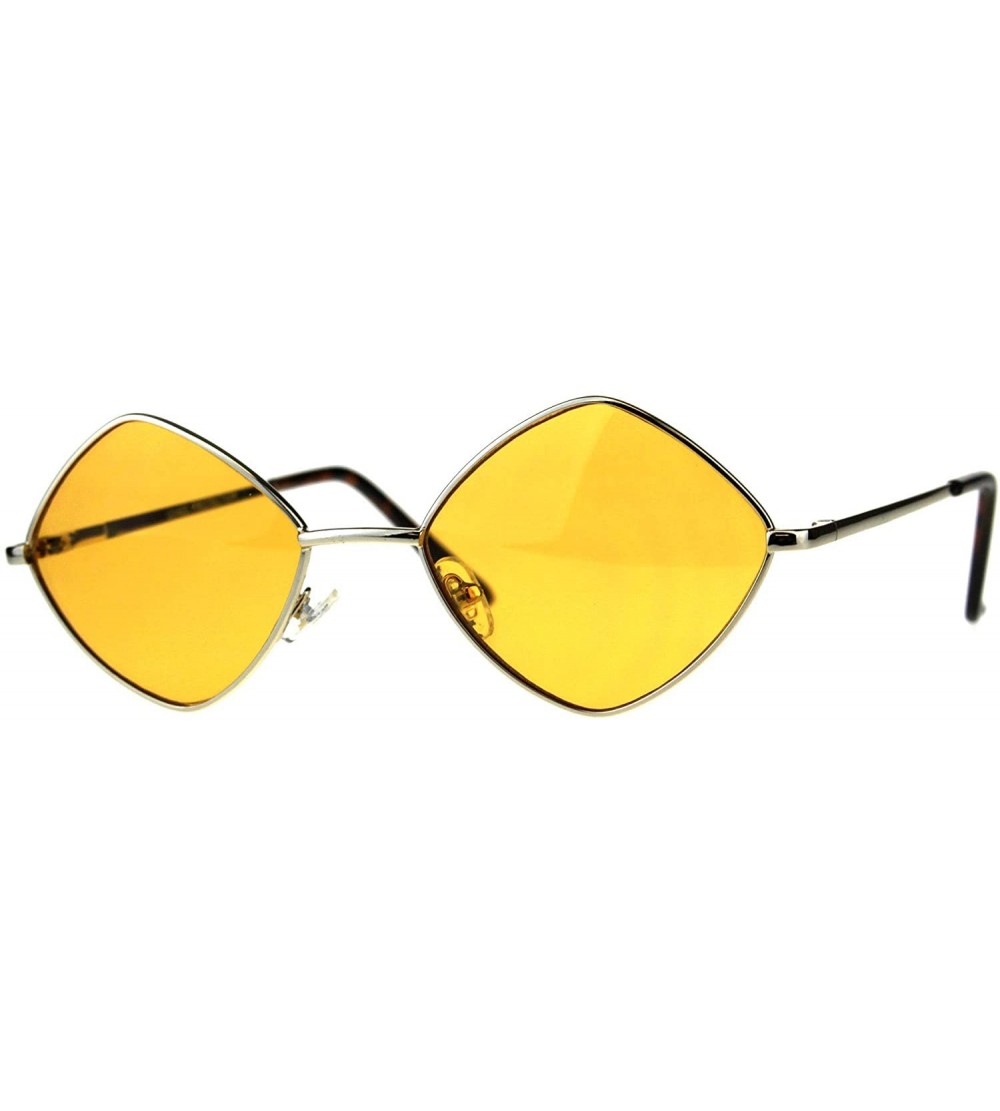 Square Diamond Shape Sunglasses Vintage Indie Fashion Color Lens Spring Hinge - Gold (Orange) - CV18EO57TSD $19.46