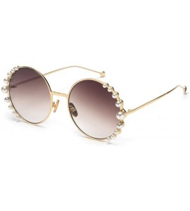 Round 2019 Pearl Sunglasses Women Alloy Fe Round Sun Glasses Female Luxury Brand Black Pink Metal Shades - 4 - C818W78RYKO $3...