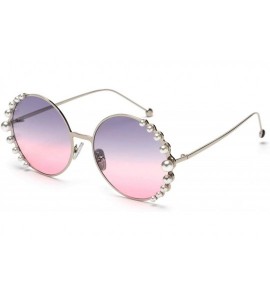 Round 2019 Pearl Sunglasses Women Alloy Fe Round Sun Glasses Female Luxury Brand Black Pink Metal Shades - 4 - C818W78RYKO $3...