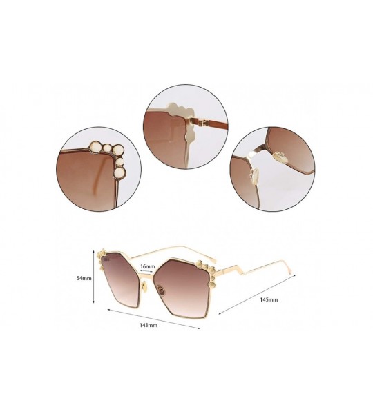 Oversized Womens Oversized Pearl Rhinestone Sunglasses Stylish Design Eyewear - C2 - C718ZXK58S4 $24.01