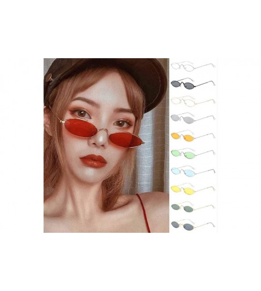 Semi-rimless Fashion Designer Sunglasses Retro Small Frame Oval Sunglasses Metal Ocean Sunglasses Trendy Fashion Glasses - F ...